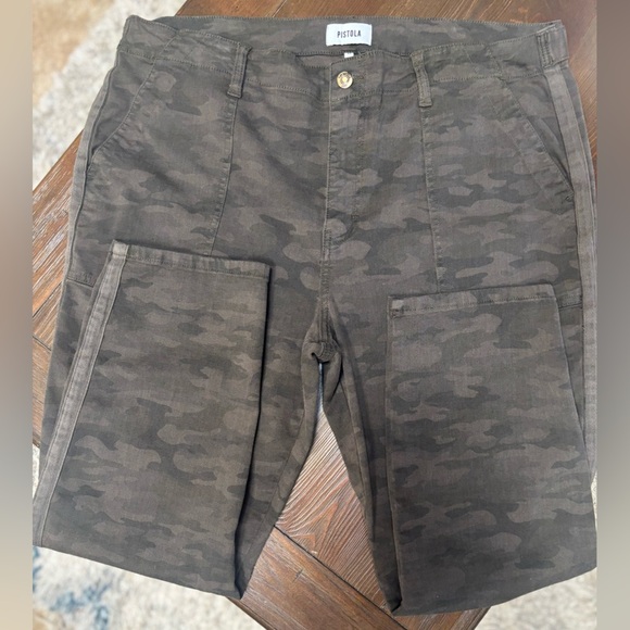 PISTOLA Olive Camouflage Cargo Utility Pants High Rise Relaxed Trousers Sz 33 - Picture 2 of 12